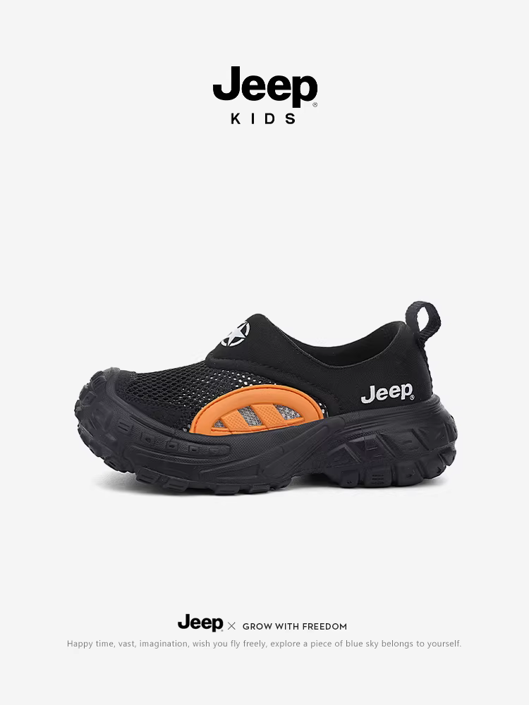Giày thể thao lưới trẻ em Jeep, giày trẻ em mùa hè kiểu dáng năng động, mẫu mới 2025, giày lười trẻ em mùa hè
