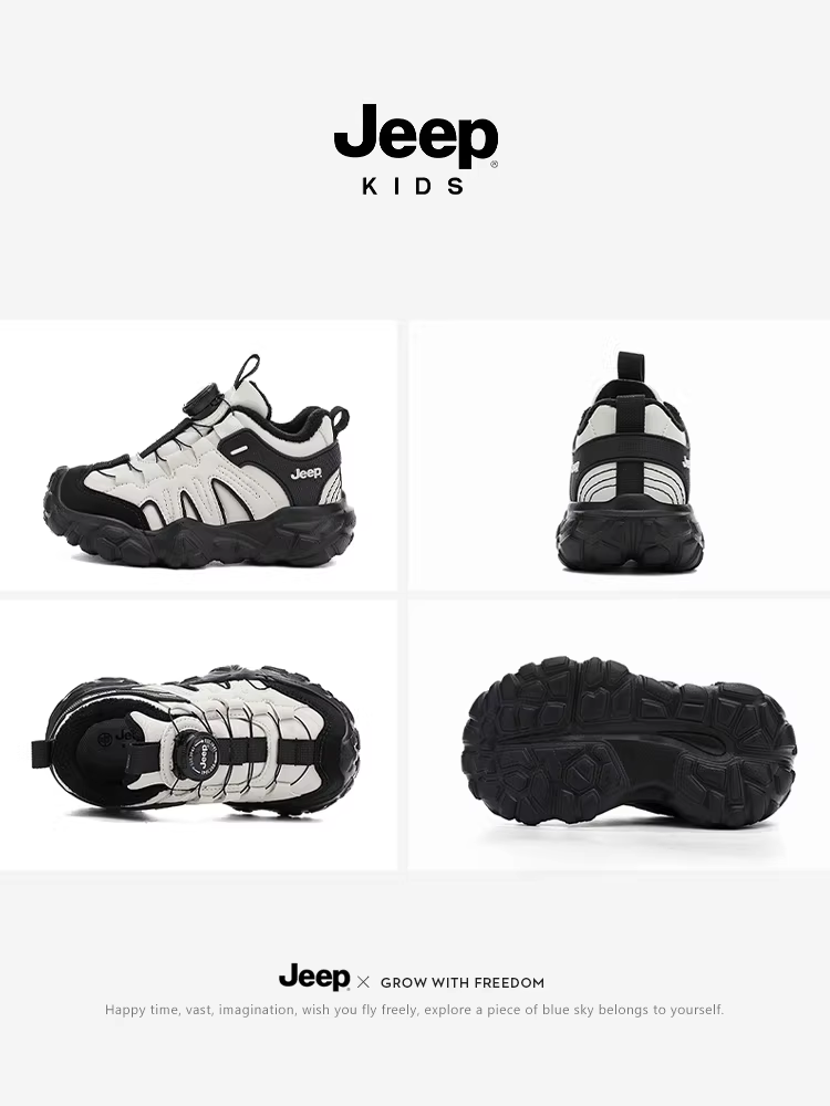 Giày thể thao dày dặn lót lông cừu giữ ấm cho trẻ em Jeep mùa đông 2025, giày đi bộ ngoài trời mới dành cho bé trai và bé gái với lớp lót bông đôi