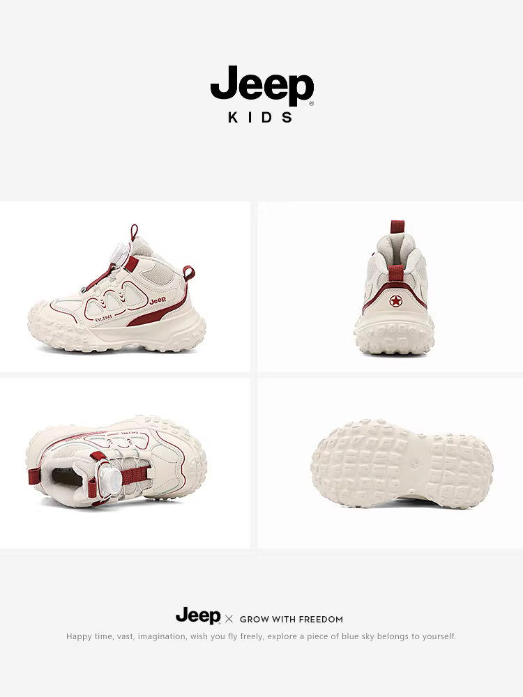 Giày trẻ em Jeep, giày thể thao lót lông cừu, giày chạy bộ đa năng mới 2025, giày chống trượt ấm áp cho bé gái, giày cotton trẻ em cỡ vừa và lớn