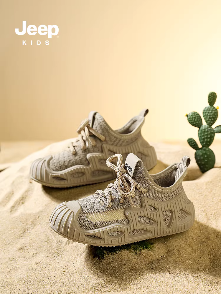 Giày thể thao trẻ em Jeep mùa thu 2025 kiểu lười đế mềm, chất liệu lưới thoáng khí, dành cho hoạt động ngoài trời