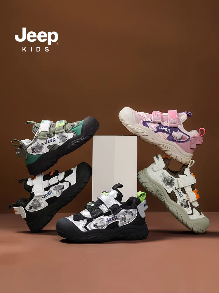 Giày thể thao trẻ em Jeep, giày bé gái, kiểu dáng mùa thu mới 2025, giày lưới thoáng khí cho bé gái, đa năng và thoải mái