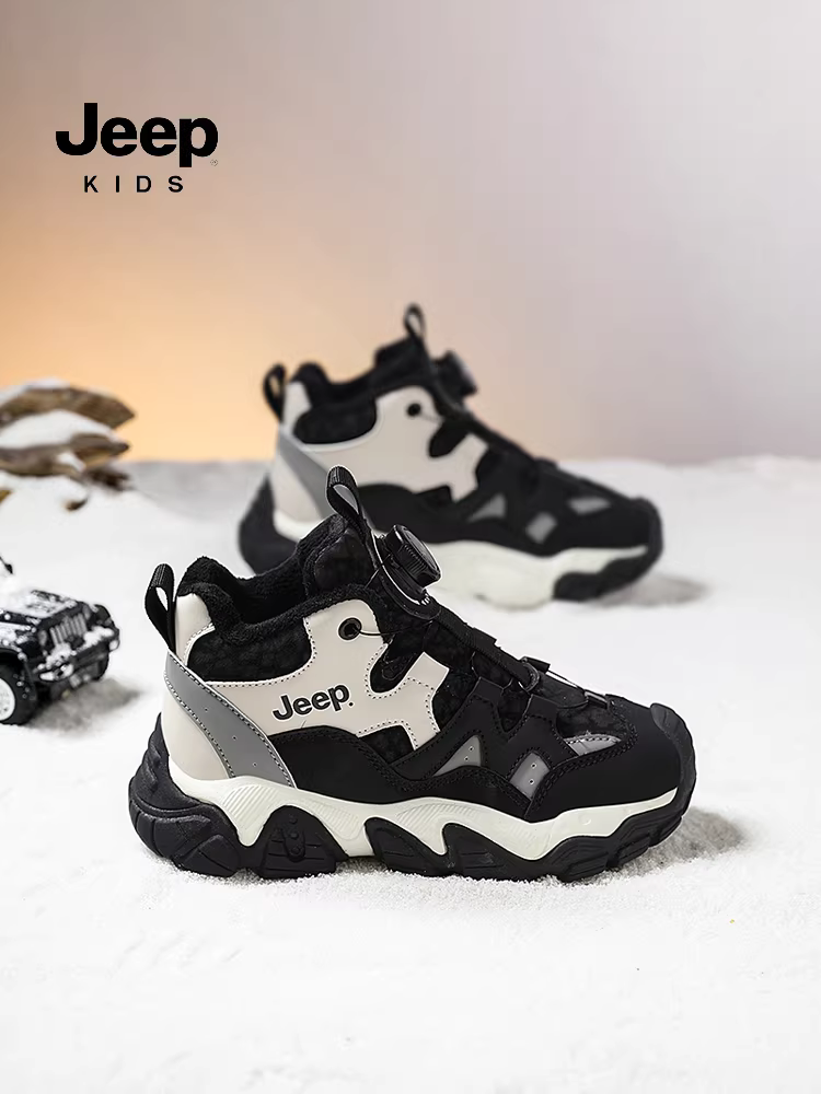 Giày bé trai Jeep giày thể thao ngoài trời giày bố trẻ em 2025 giày cotton lót lông cừu mùa thu đông mới giày trẻ em giày bé gái