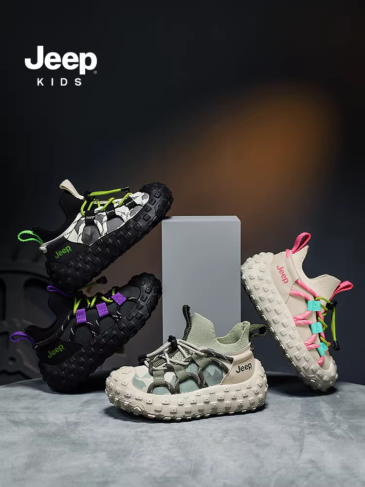 Giày trẻ em Jeep, giày thể thao lưới thoáng khí, kiểu dáng xuân thu, mẫu mới mùa thu 2024, giày chạy bộ trẻ em
