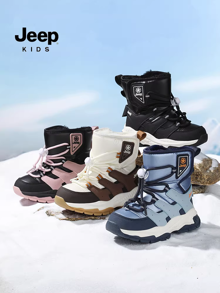 Giày bốt đi tuyết có lót lông cừu cho bé gái, giày cotton cỡ lớn chống lạnh cho trẻ em, mẫu mới mùa đông 2025, giày bốt cotton chống trượt cho bé trai có móng vuốt thép.