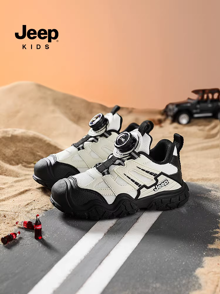 Giày trẻ em Jeep, giày thể thao đế mềm cho bé gái, giày nhẹ mùa hè cho bé trai, giày trẻ em mới 2025 có nút, giày lưới thoáng khí