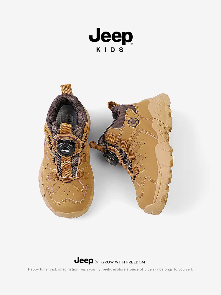 Giày trẻ em Jeep mùa thu đông 2024, giày leo núi ngoài trời chống thấm nước mới, có khóa cài, giày thể thao trẻ em