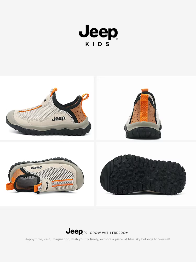 Giày thể thao lưới thoáng khí mùa hè cho bé trai Jeep 2025, giày lưới đơn mới cho bé gái, giày lưới trẻ em