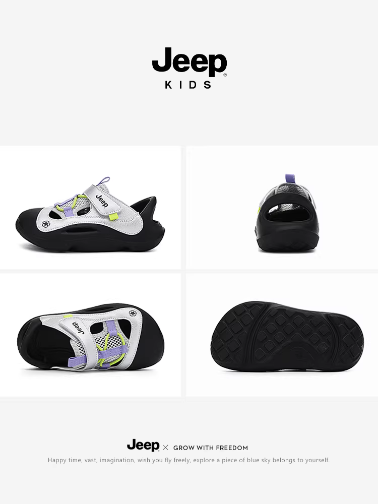 Giày nước trẻ em Jeep dùng ngoài trời, giày đi sông chống trơn cho bé trai, dép sandal kín mũi mùa hè mới 2025 cho bé gái.
