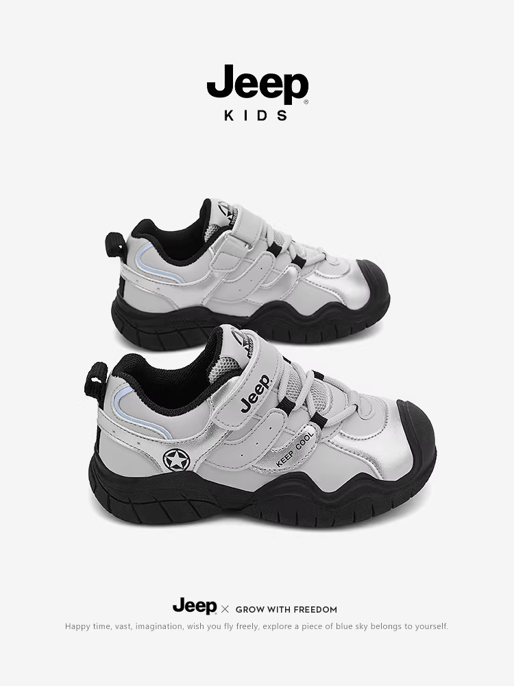 Giày thể thao trẻ em Jeep mùa thu đông chất liệu da không thấm nước, giày chạy bộ trẻ em mới năm 2025