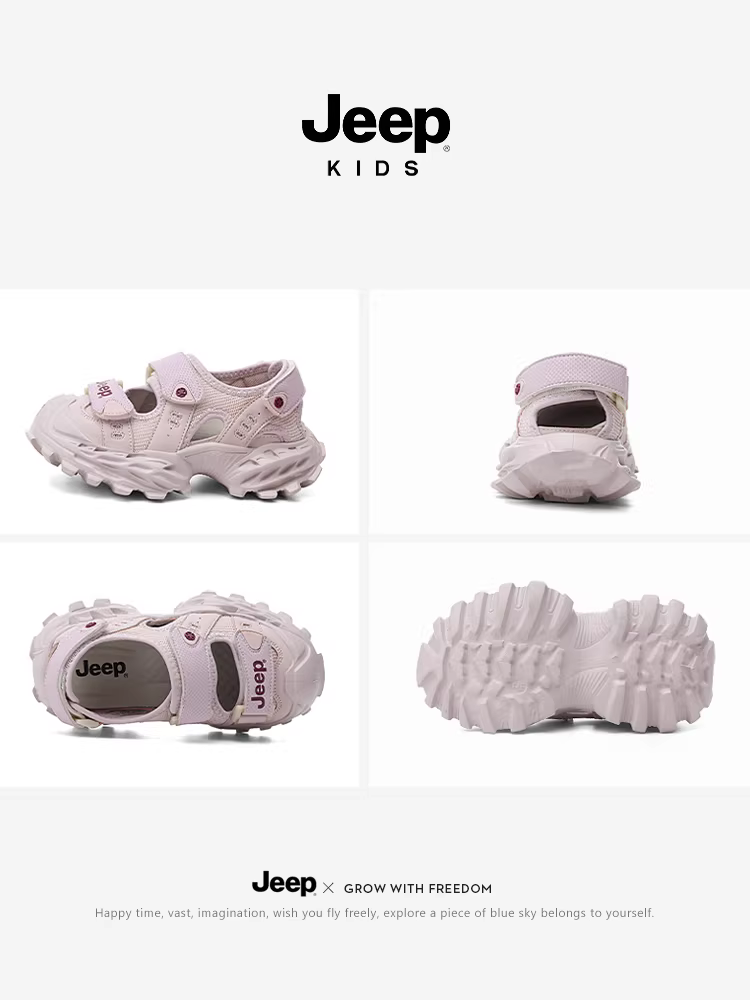 Giày trẻ em Jeep, giày nữ, dép quai hậu trẻ em, giày thể thao ngoài trời màu tím kiểu mới hè 2025 dành cho bé gái