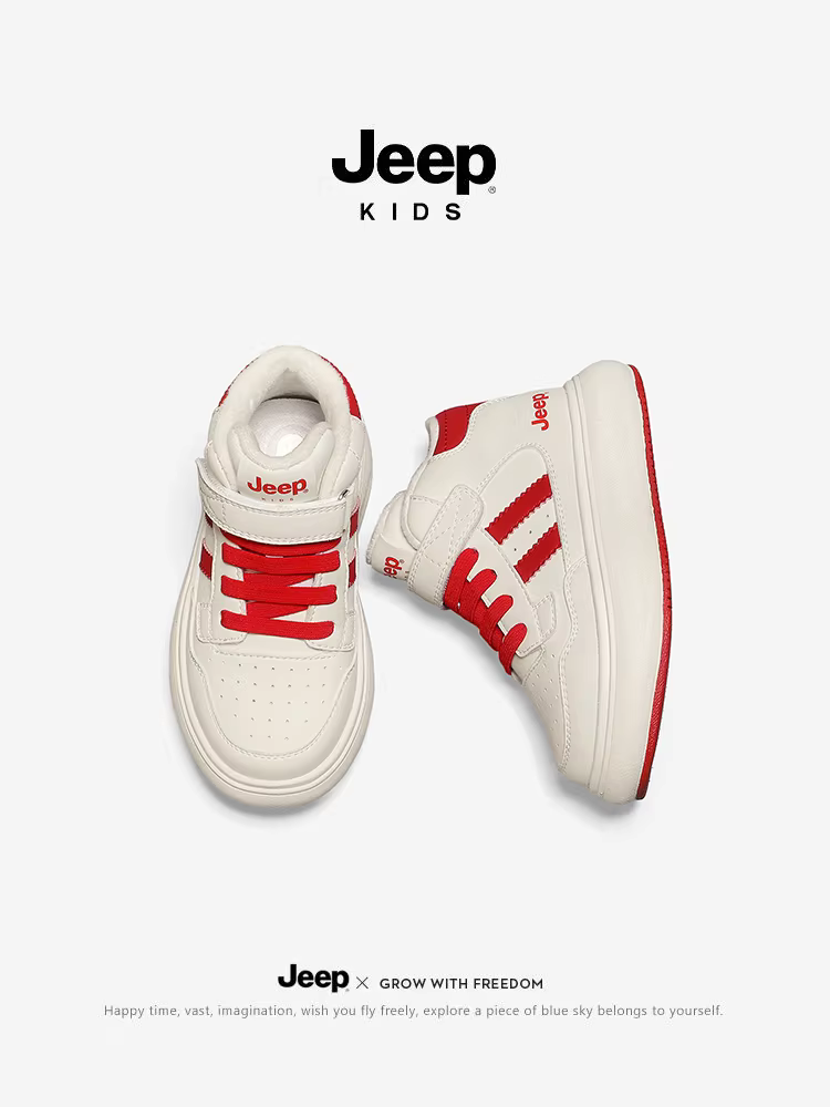 Giày cotton cao cổ trẻ em Jeep dành cho bé gái, giày mùa đông mới 2025 cho bé trai, có lớp lót lông cừu, giày thể thao nhẹ