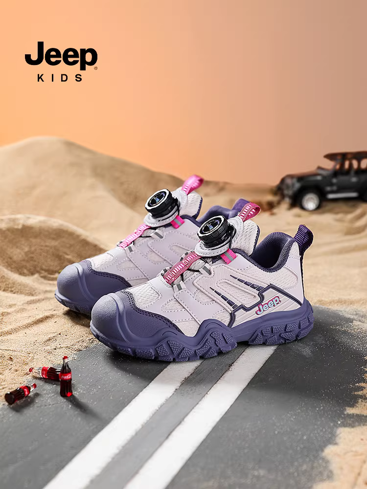 Giày trẻ em Jeep dành cho trẻ lớn hơn, giày chạy bộ đế mềm nhẹ dành cho bé gái, giày thể thao có nút mới 2025, giày thoáng khí cho bé trai