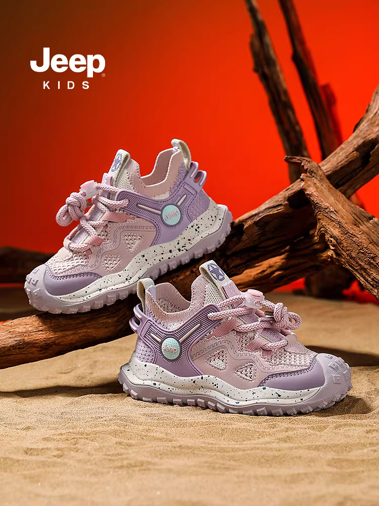 Giày trẻ em Jeep, giày thể thao lưới, kiểu lười, mùa xuân hè, nhẹ, thoáng khí, kiểu mới 2025, dành cho bé gái