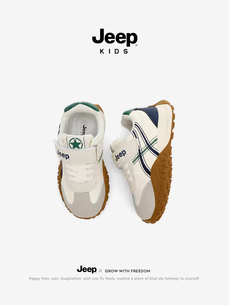 Giày trẻ em Jeep cho bé trai mùa thu đông 2025, giày chạy bộ mới cho bé gái, giày thể thao đế mềm kiểu bố, giày trẻ em