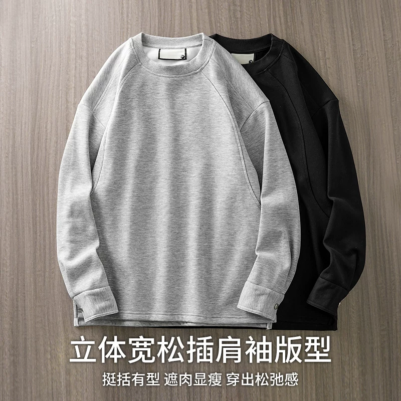 Áo len nỉ hạng nặng OMZM360G dành cho nam, áo khoác dày dặn giữ ấm bằng lông cáo bạc mùa đông với tay áo dài và cổ tay áo thời trang.