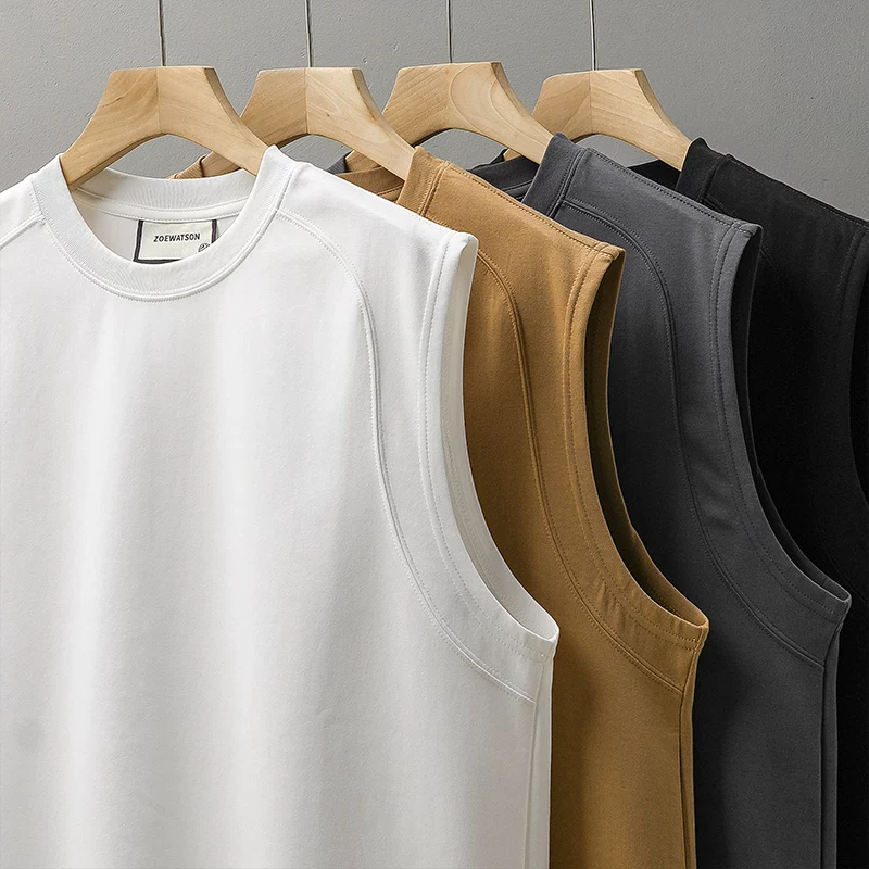 Áo vest lớp khí hạng nặng 300G phong cách Mỹ của OMZM dành cho nam, áo thể thao mùa hè lớp lót bên trong, áo thun không tay rộng rãi