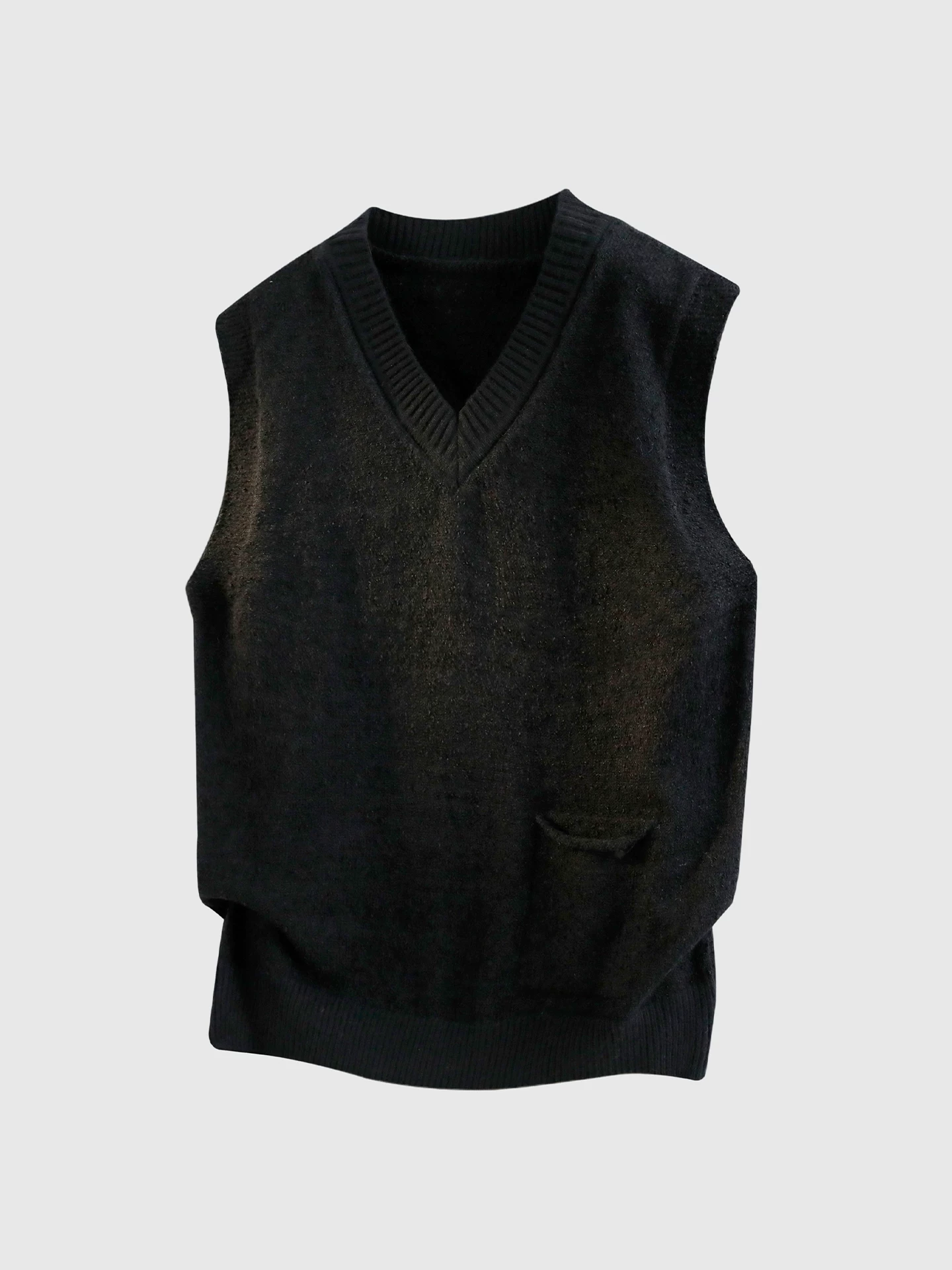 Áo vest dệt kim có cổ OMZMV dành cho nam, áo vest ấm áp dáng rộng phong cách đại học mùa đông, áo len không tay màu trơn cổ điển kiểu Mỹ