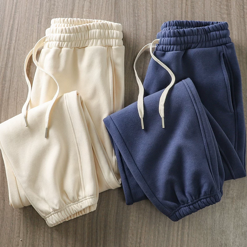 Quần jogger nỉ dày dặn kiểu Mỹ 360G dành cho nam, mùa thu đông, lót lông cừu và dày dặn, phong cách đường phố, quần thường ngày.