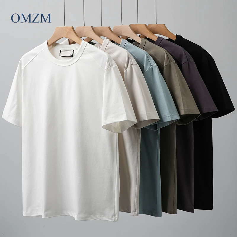 Áo thun ngắn tay OMZM Solona mang lại cảm giác mát mẻ cho nam, áo thun hạng nặng 230G phong cách Mỹ mùa hè, áo nửa tay màu trơn thể thao nhanh khô