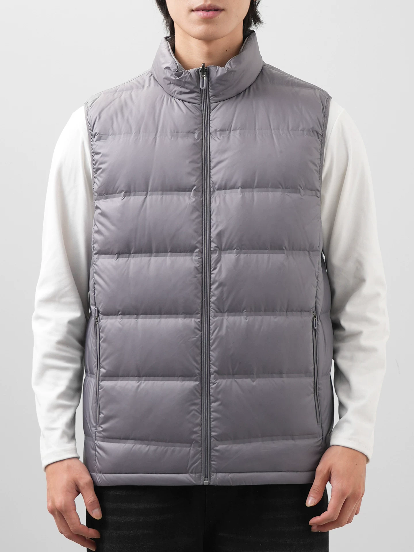 Áo vest nam OMZM có thể đảo ngược 90% lông vịt, áo khoác không tay có gân ấm áp phong cách Mỹ mùa đông có cổ đứng.