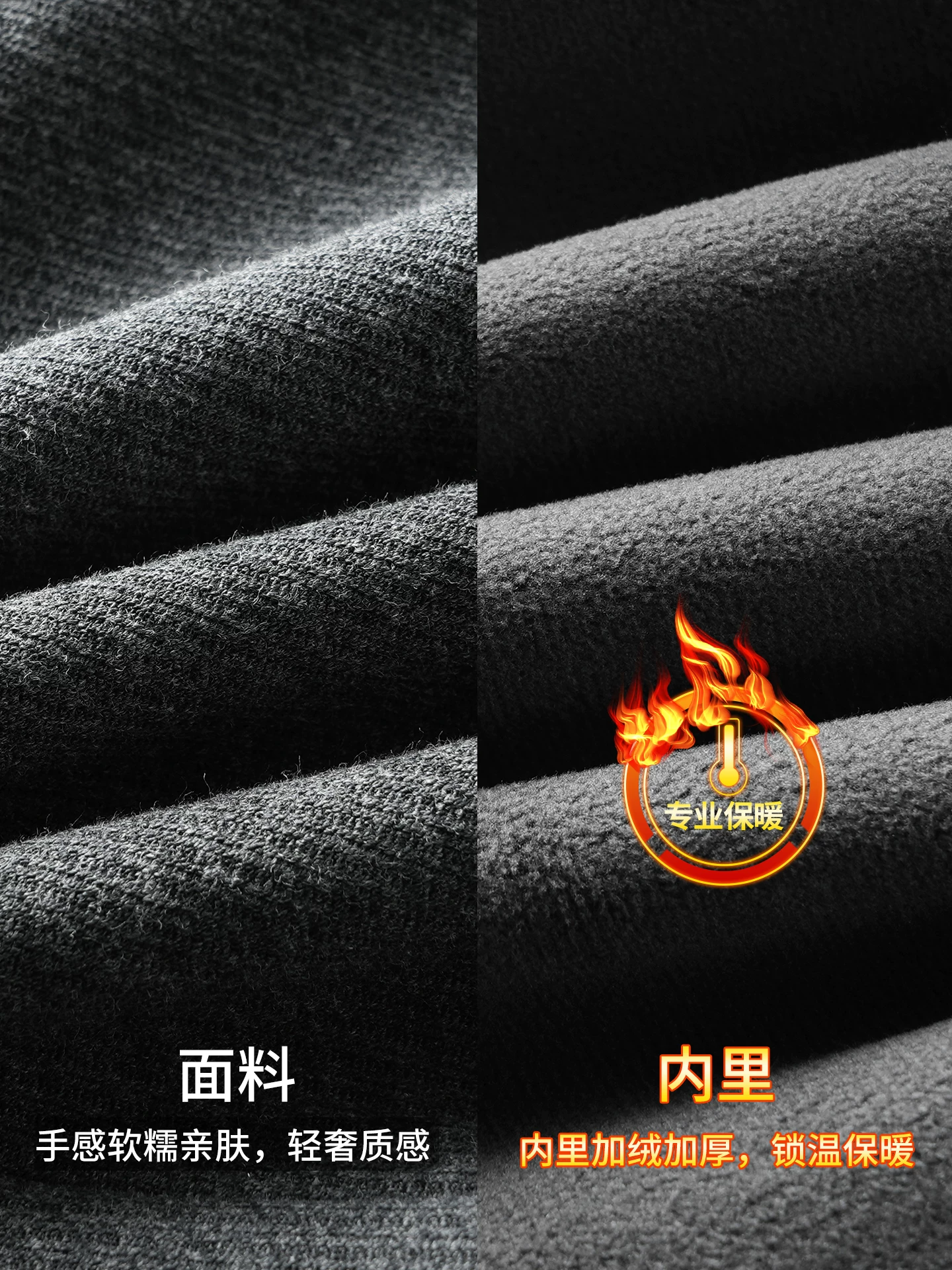 Quần len nặng OMZM dành cho nam, quần ống rộng ống thẳng dày lót lông cừu mùa đông, quần thường ngày len ấm cao cấp