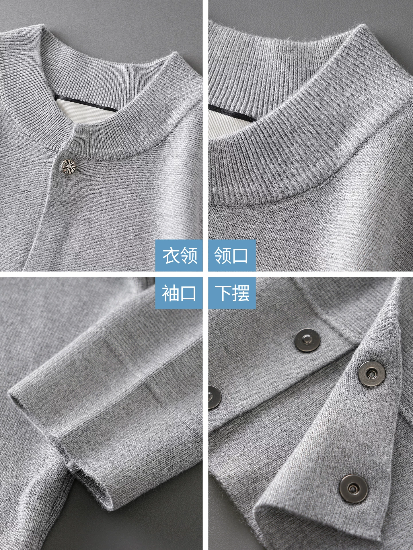 Áo cardigan nam cổ bóng chày kiểu tiền cổ điển OMZM, chất liệu len dệt kim, dáng rộng, phong cách Mỹ, mùa thu, màu trơn, tay áo trễ vai