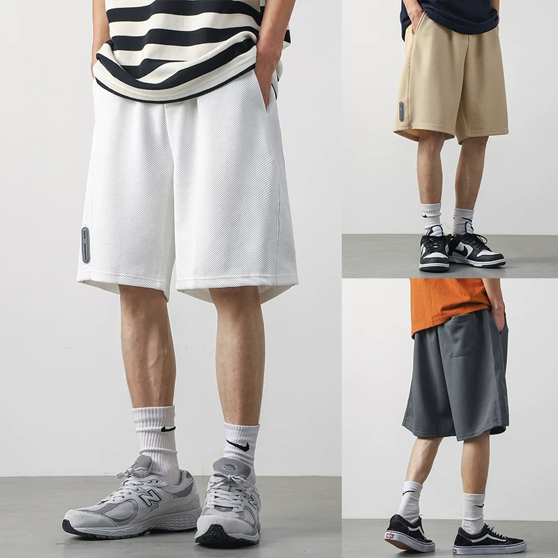 Quần short waffle hạng nặng dành cho nam, kiểu dáng mỏng mùa hè 2023, sản phẩm hot của người nổi tiếng trên mạng, dáng rộng, quần short thể thao nhanh khô.