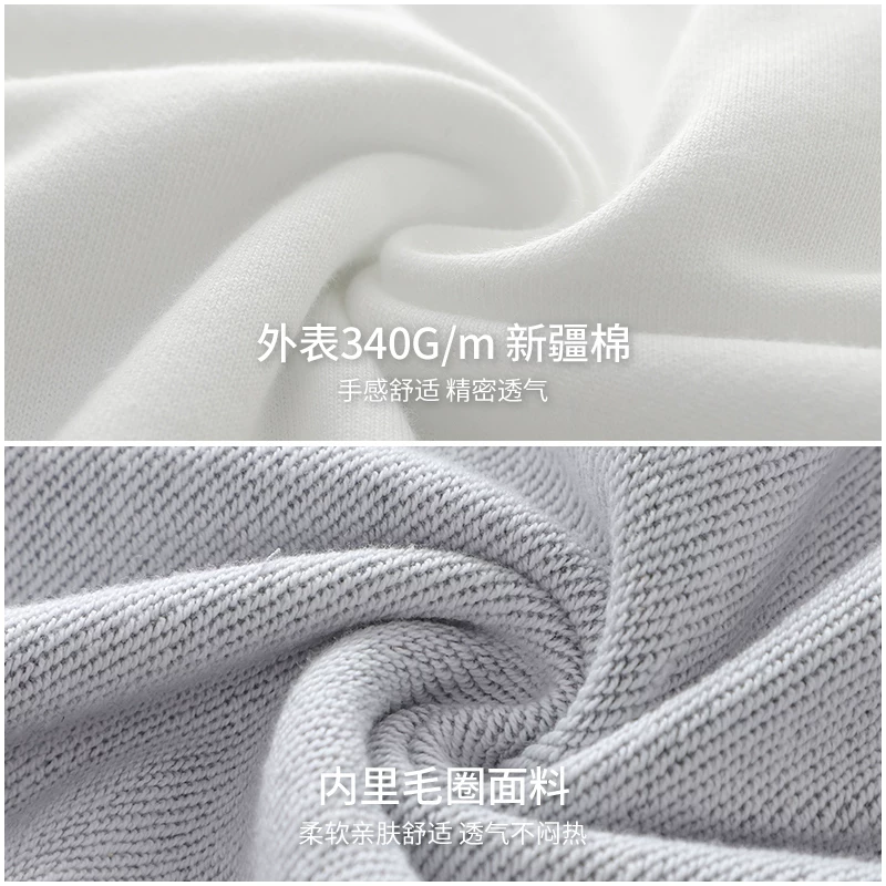 Áo thun nam cổ tròn chất liệu cotton dày dặn 340g kiểu Mỹ OMZM, áo len thu đông chất liệu cotton nguyên chất, áo khoác màu trơn không mũ rộng rãi