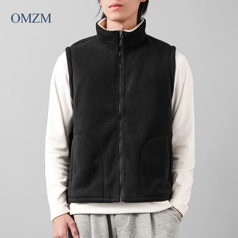 Áo vest nỉ dày kiểu Mỹ dành cho nam, mùa thu đông, dày dặn với lớp lông cừu, áo ấm có lớp lót bên trong.