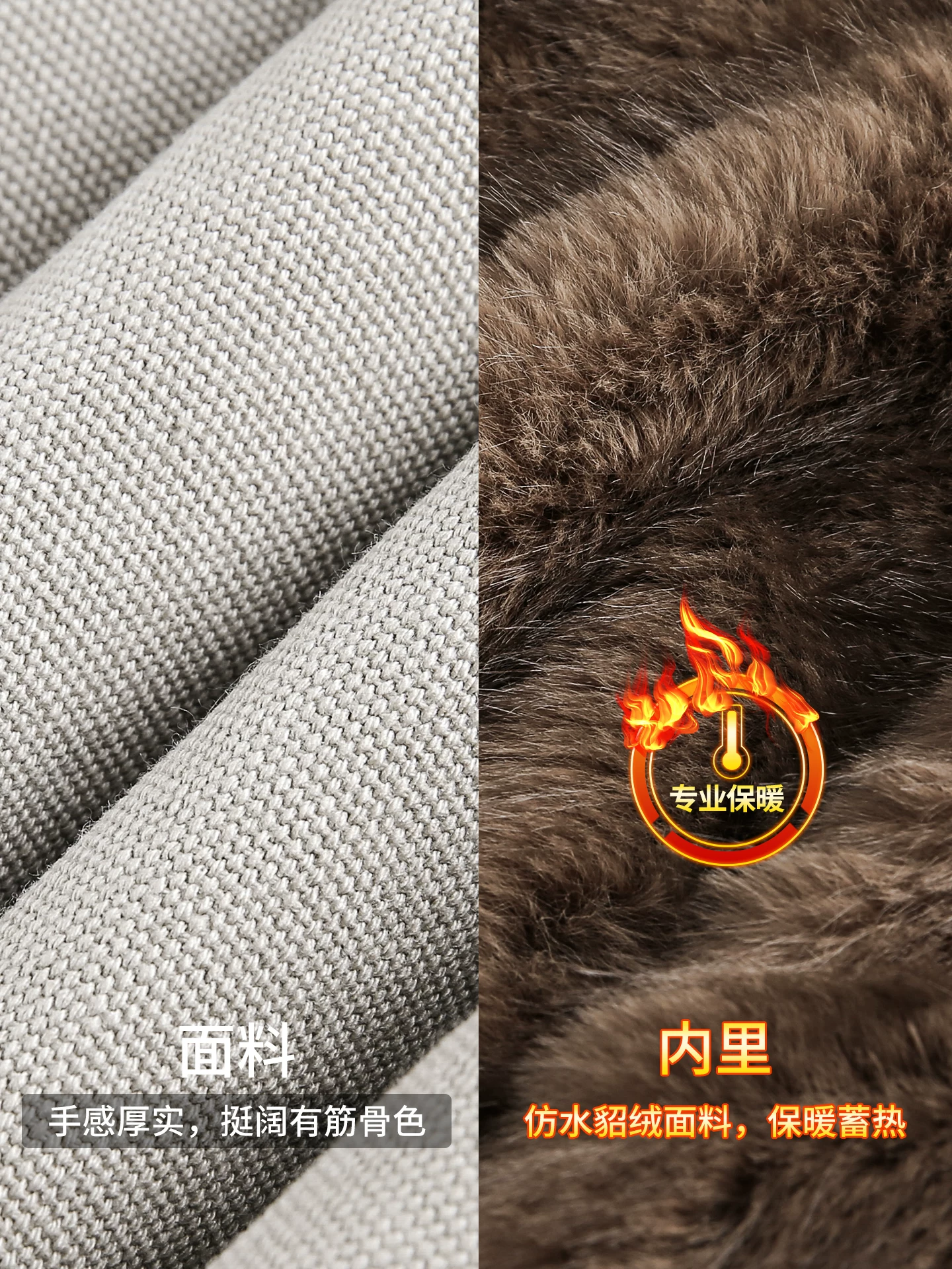 Áo khoác nam OMZM có cổ lông dày, áo khoác phao giữ ấm lót lông cừu mùa đông, áo khoác có khóa kéo phong cách đường phố cá tính