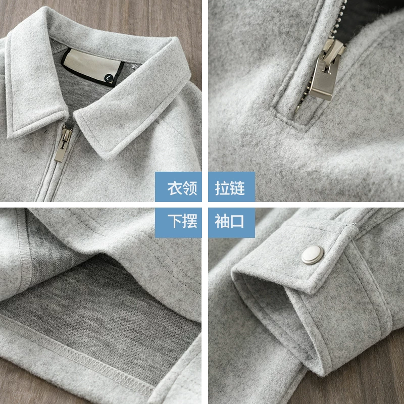 Áo len nửa khóa kéo OMZM dành cho nam, dáng rộng mùa đông, cổ bẻ, áo sơ mi POLO dài tay, áo chui đầu màu trơn ấm áp.