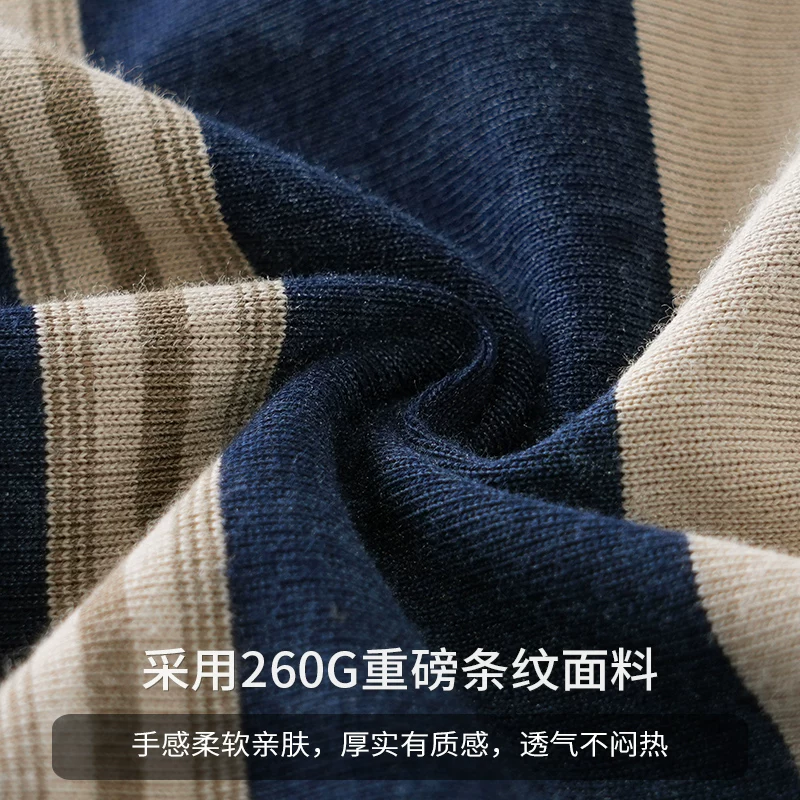 Áo thun sọc nặng 260G phong cách Mỹ OMZM dành cho nam và nữ, áo sơ mi nửa tay dáng rộng màu cổ điển bằng cotton nguyên chất mùa hè