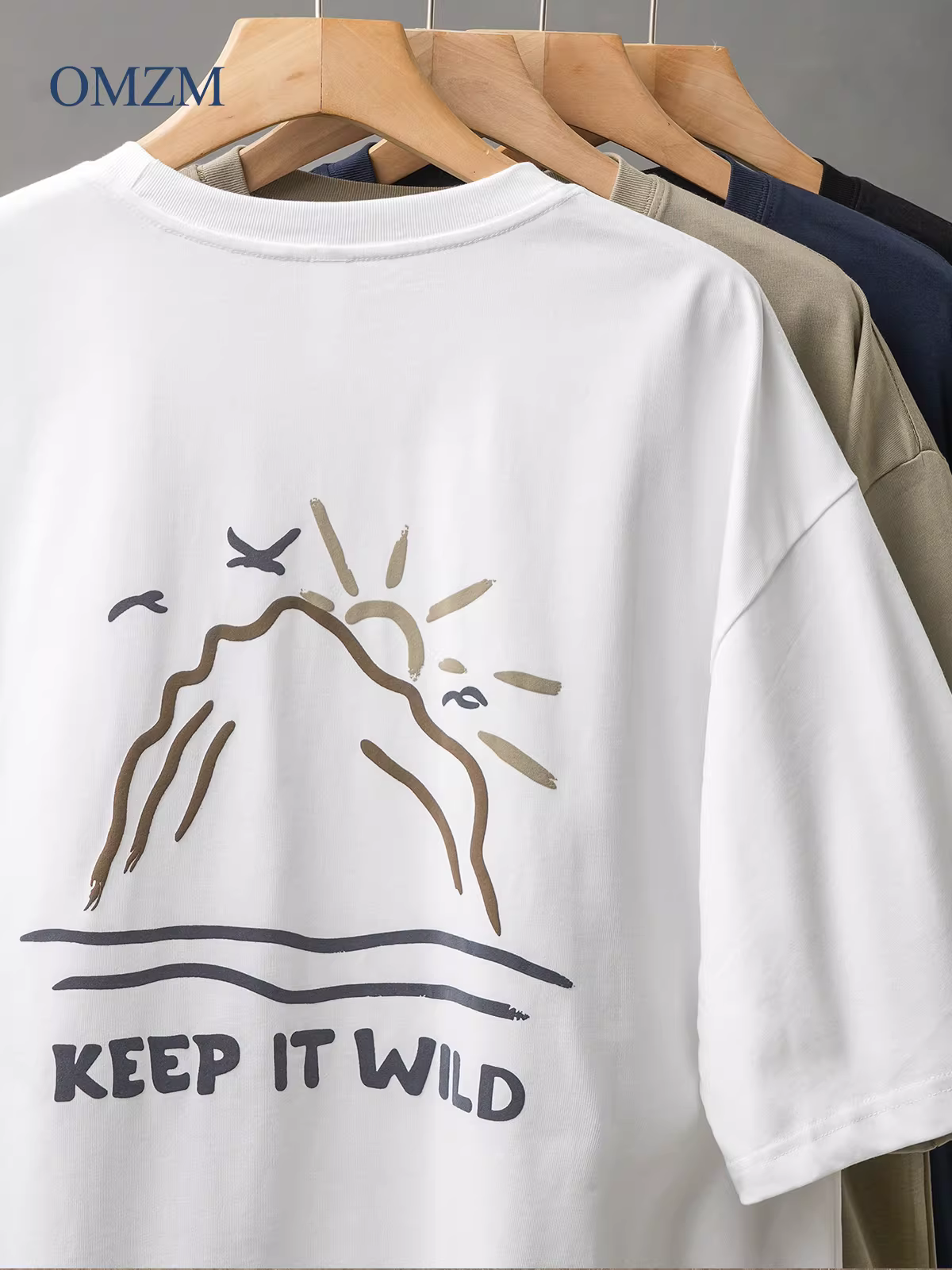 Áo thun thêu chữ kiểu Mỹ 260G dành cho nam, tay ngắn, thương hiệu hợp thời trang mùa hè, dáng rộng, cotton nguyên chất, tay lửng, áo cổ tròn.