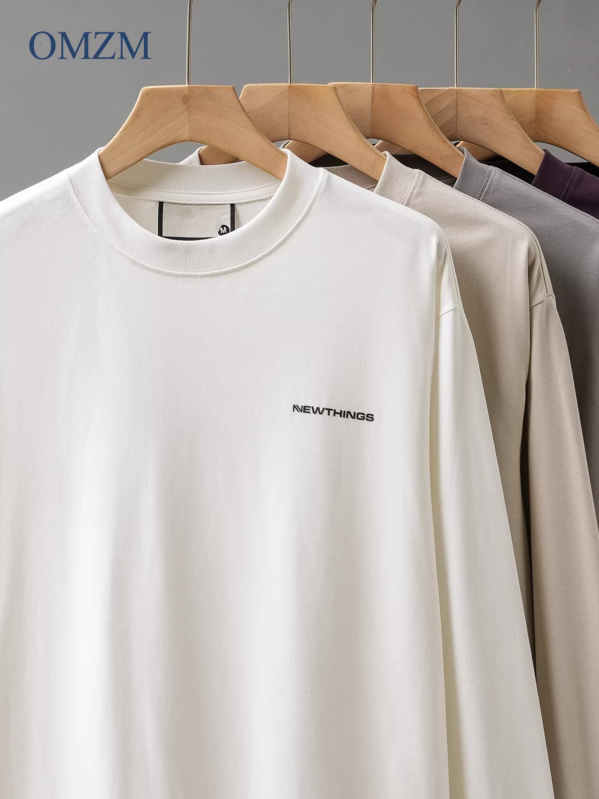 Áo thun nam tay dài chất cotton 100% dày dặn 300G kháng khuẩn [7A] in chữ mùa thu 2024, cổ tròn, dáng rộng