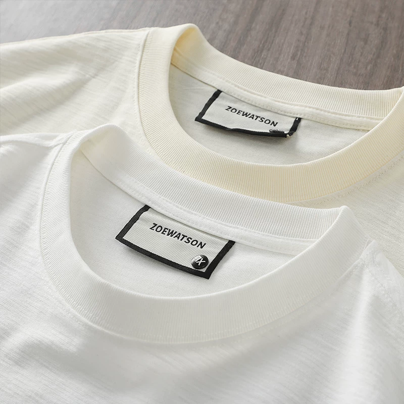 Áo thun nam tay ngắn chất cotton dày dặn 340g kiểu Mỹ cổ điển, mùa hè chất liệu cotton nguyên chất cổ tròn màu trắng tinh khiết phong cách núi non nửa tay
