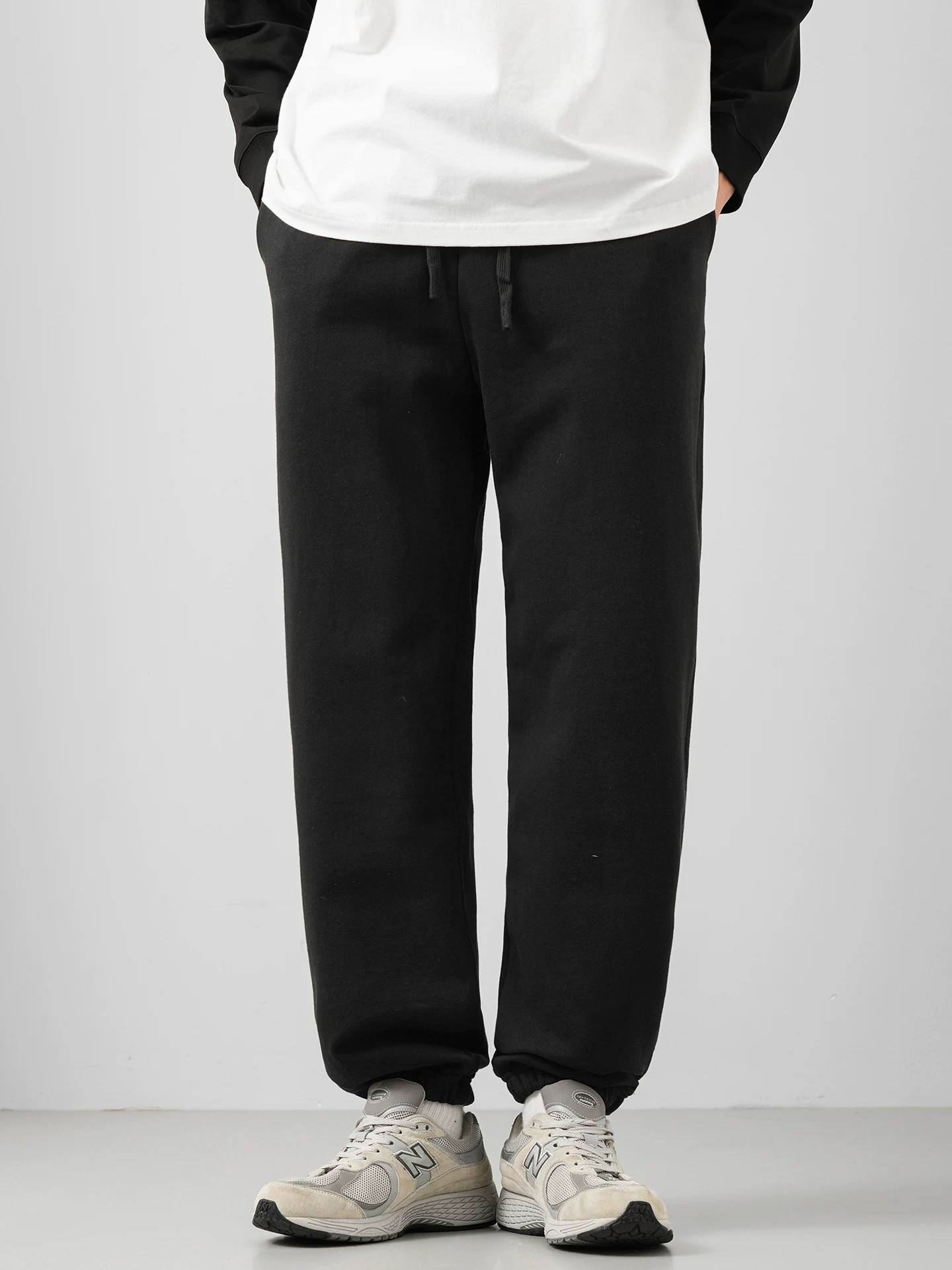 Quần thể thao cotton terry hạng nặng OMZM500G dành cho nam, quần jogger dáng rộng phong cách Mỹ mùa thu, quần dài thể thao màu trơn đơn giản
