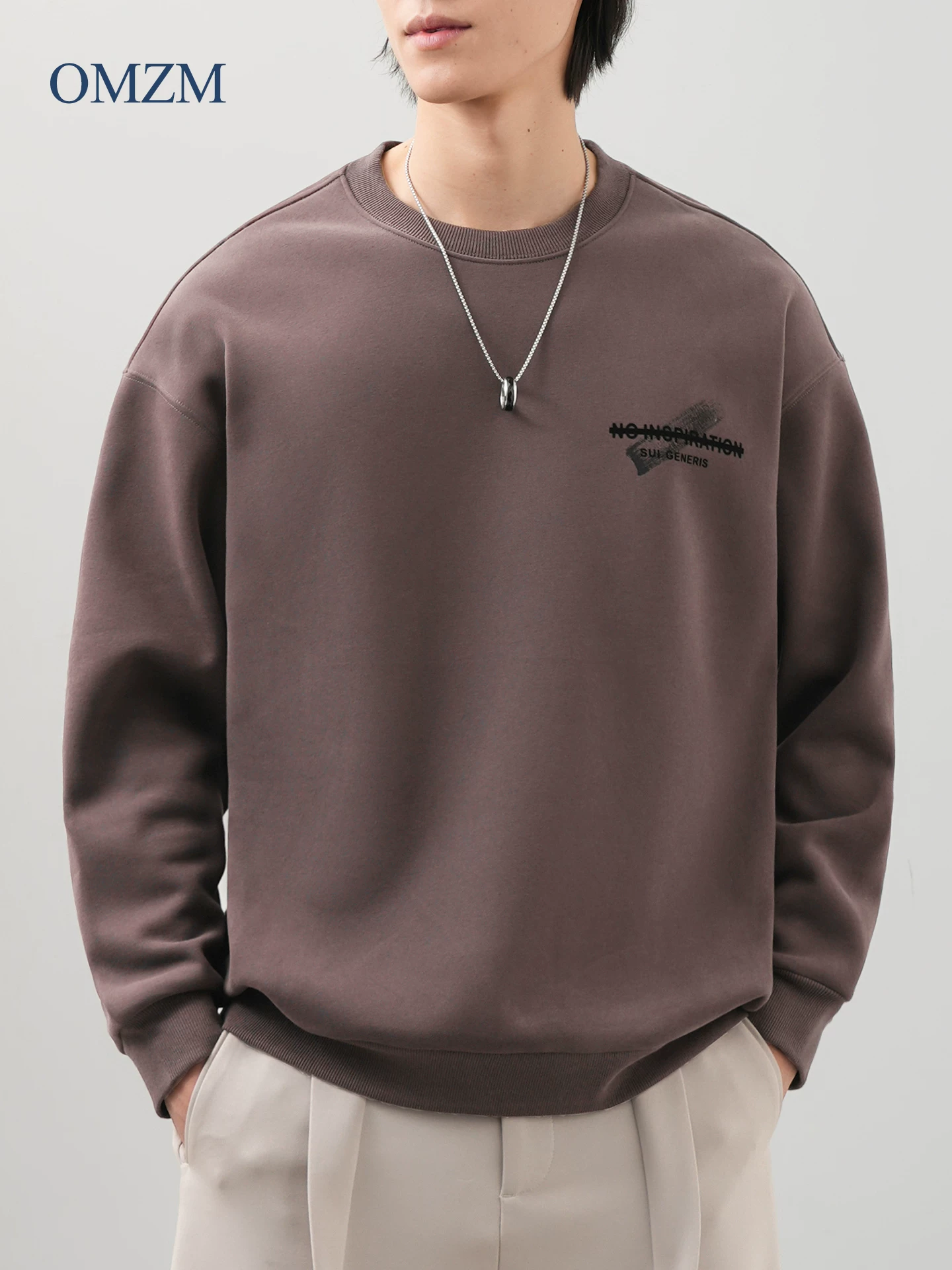 Áo nỉ lông cừu hạng nặng OMZM dành cho nam, lớp bên trong dày dặn ấm áp mùa đông, áo khoác in chữ cổ điển kiểu Mỹ.