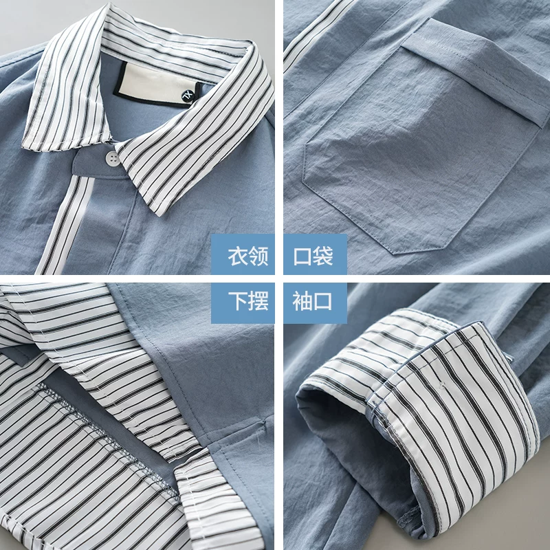 Áo khoác giả hai mảnh OMZM dành cho nam 2025, kiểu mới xuân thu, dáng rộng, cổ trụ, áo sweatshirt thường ngày, áo trẻ trung