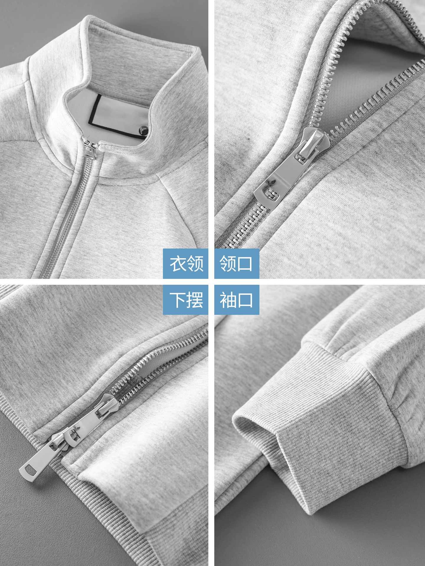 Áo len cardigan cổ đứng hạng nặng OMZM400G dành cho nam, áo khoác có khóa kéo chắp vá được thiết kế lại cho mùa thu đông, áo khoác dáng rộng
