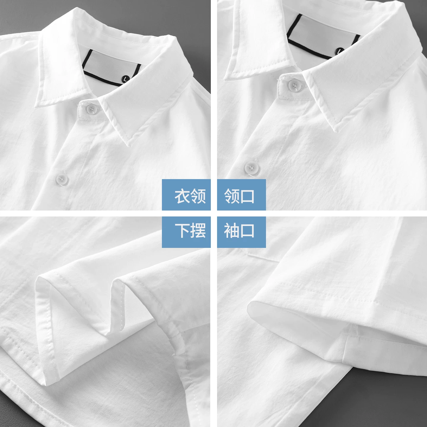 OMZM lụa băng mát mẻ áo sơ mi ngắn tay nam mùa hè nhẹ nhanh khô áo sơ mi Mỹ quần áo bảo hộ lao động áo sơ mi trắng giản dị