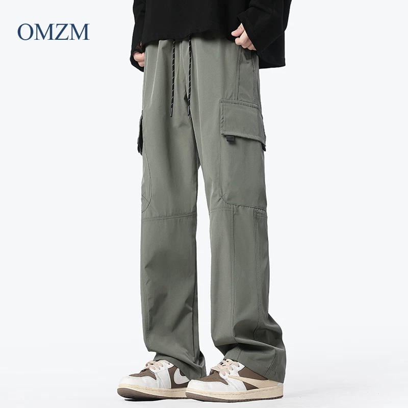 Quần cargo ống thẳng kiểu Mỹ OMZM dành cho nam, quần thể thao nhanh khô ngoài trời mùa hè, quần ống rộng dáng rộng phong cách đường phố