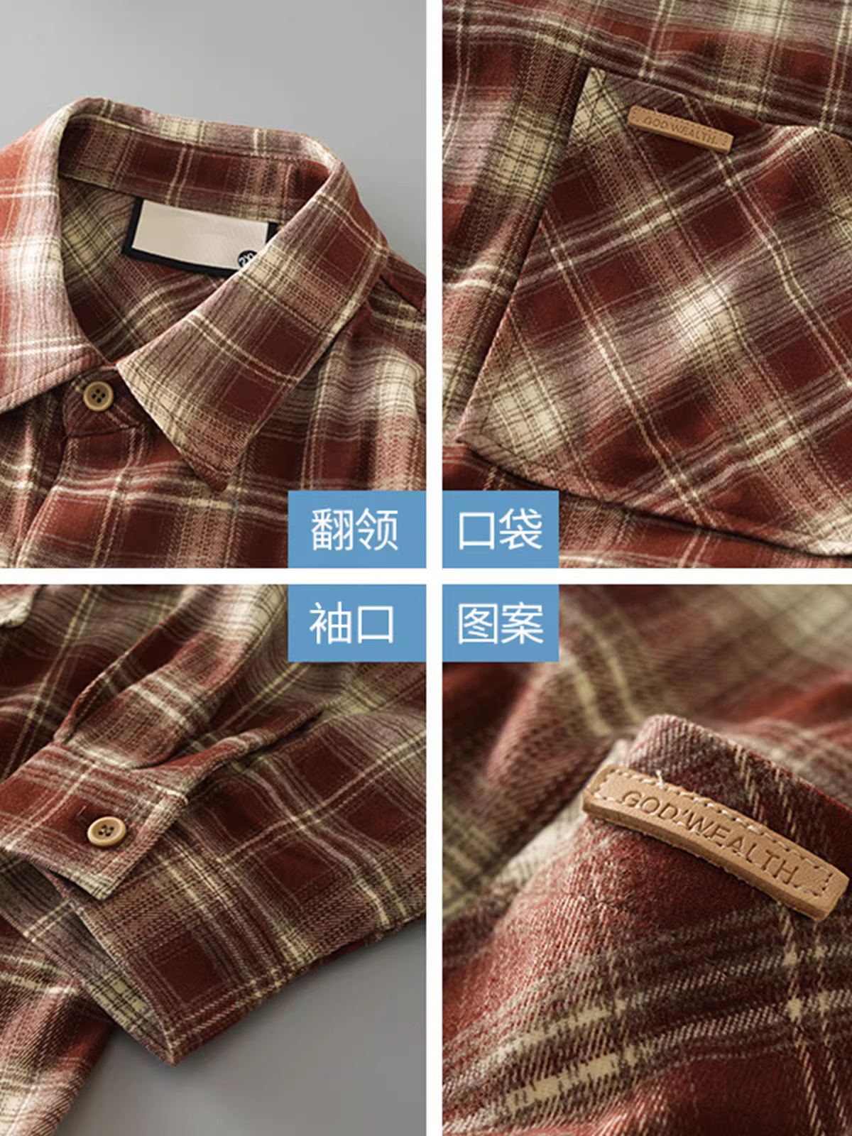 Áo khoác flannel hạng nặng OMZM dành cho nam mùa thu 2024 cao cấp áo khoác sơ mi dài tay kẻ sọc đen trắng