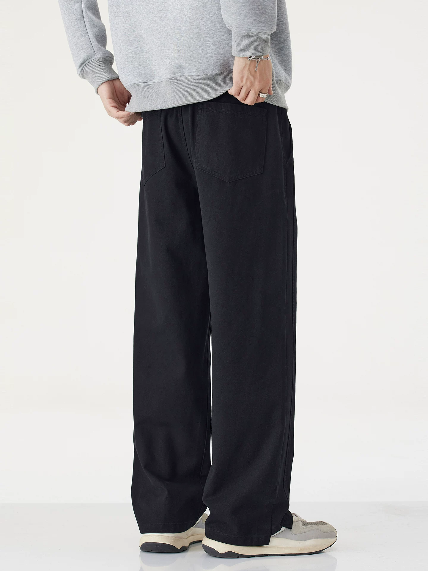 Quần cargo cotton nguyên chất hạng nặng OMZM dành cho nam, quần thường ngày dáng rộng phong cách retro Mỹ mùa thu, quần ống thẳng dáng rộng