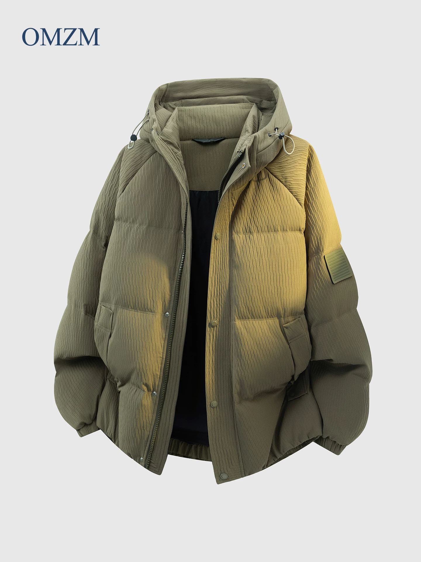 Áo khoác phao có mũ OMZM dành cho nam, áo dày dặn, rộng rãi, chống lạnh, size lớn, thương hiệu thời trang, áo phao mùa đông 2025.