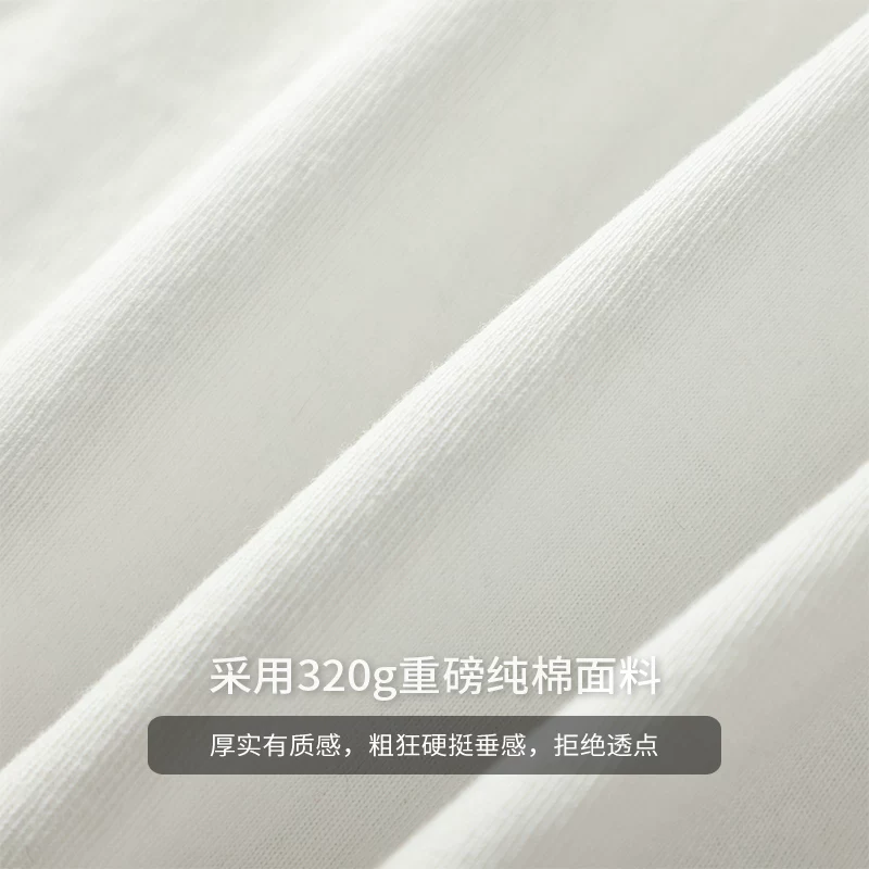 Áo thun nam OMZM kiểu Mỹ, chất liệu dày 320G, tay ngắn, mùa hè 2025, thương hiệu thời thượng, in họa tiết, chất liệu cotton nguyên chất, cổ tròn, tay lửng