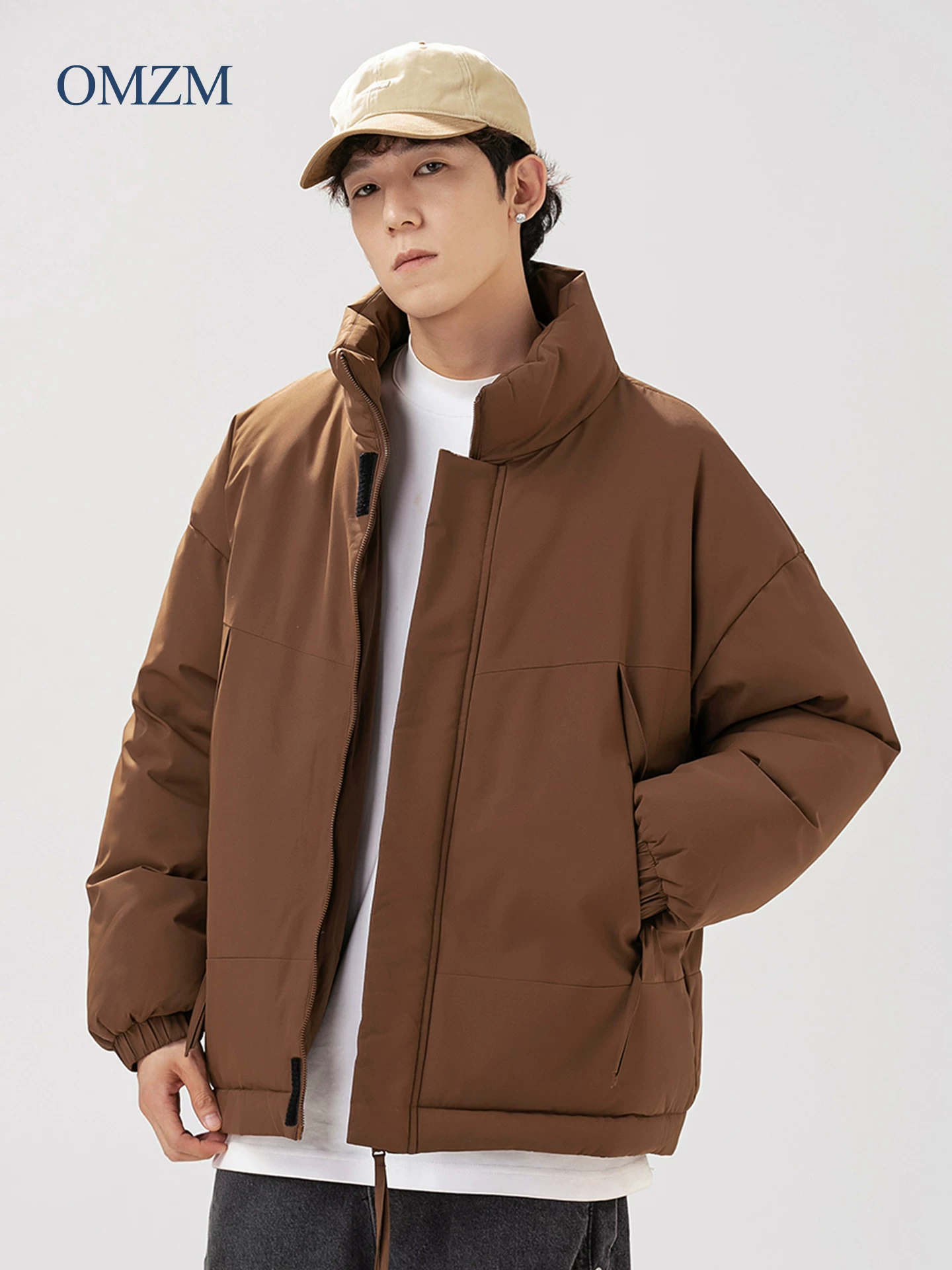 Áo khoác cotton cổ đứng kiểu Mỹ OMZM dành cho nam, áo khoác dày mùa thu đông, áo khoác ấm leo núi ngoài trời, áo khoác mềm chống gió và chống thấm nước.