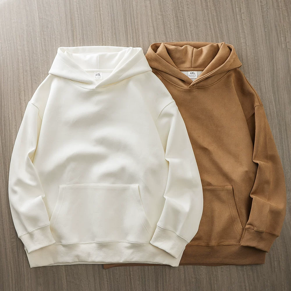 Áo hoodie nam chất liệu da lộn nặng 400g OMZM, kiểu dáng thể thao thời thượng phong cách Mỹ mùa thu, áo khoác màu trơn rộng rãi