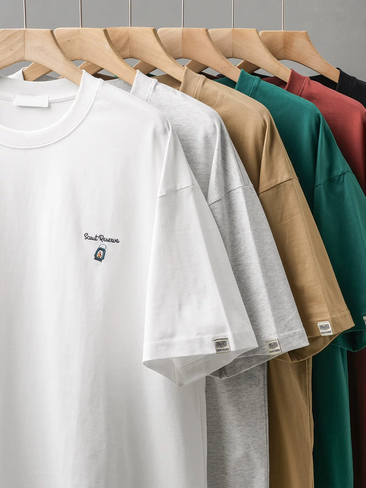 Áo thun nam tay ngắn chất cotton nguyên chất 260G dành cho mùa hè, dáng rộng, thêu chữ, cảm giác cao cấp, cổ tròn nửa tay