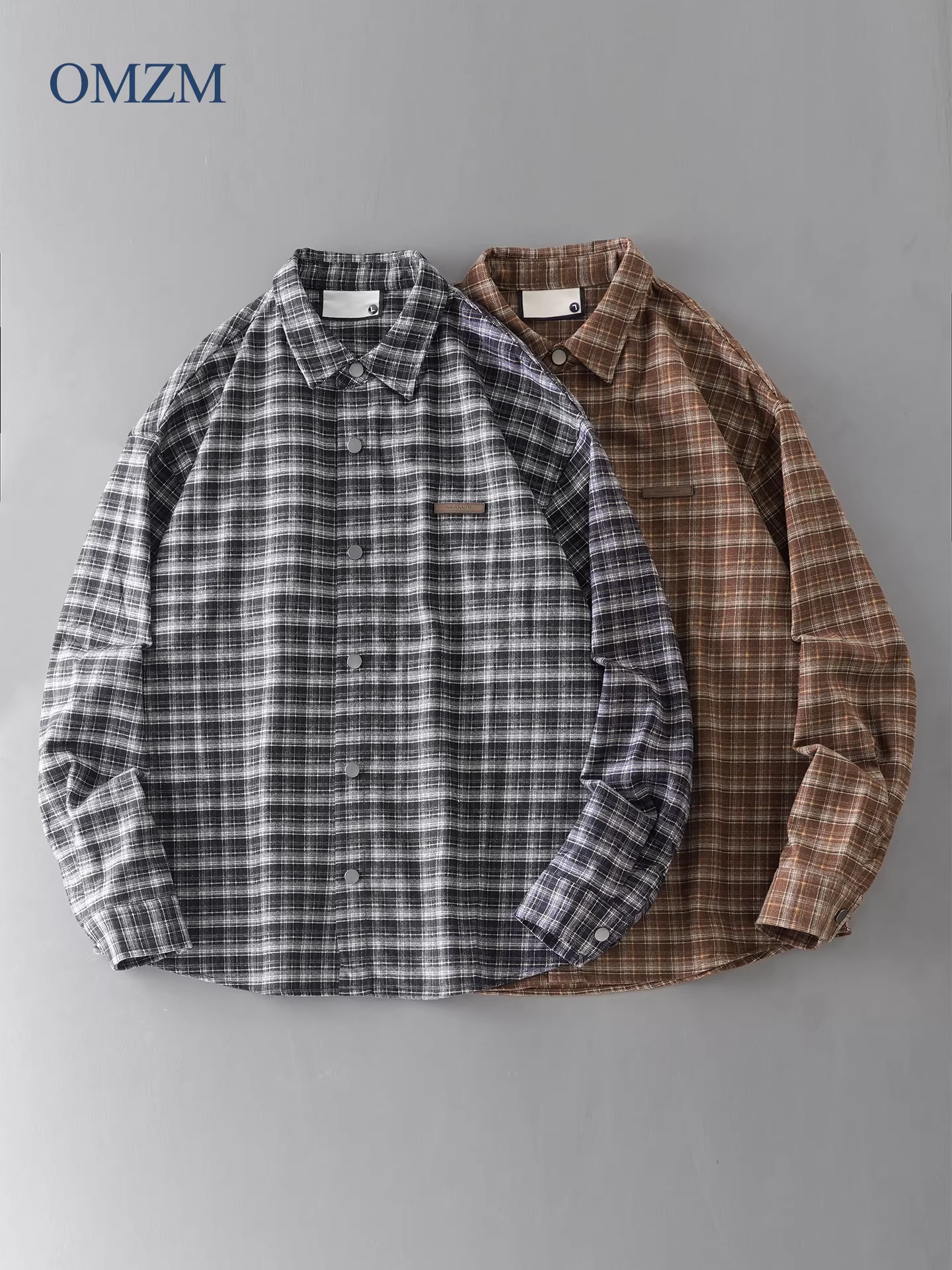 Áo sơ mi kẻ sọc OMZM nam dài tay mùa thu đông cao cấp đẹp trai áo sơ mi kiểu Mỹ cổ điển chải kỹ áo khoác