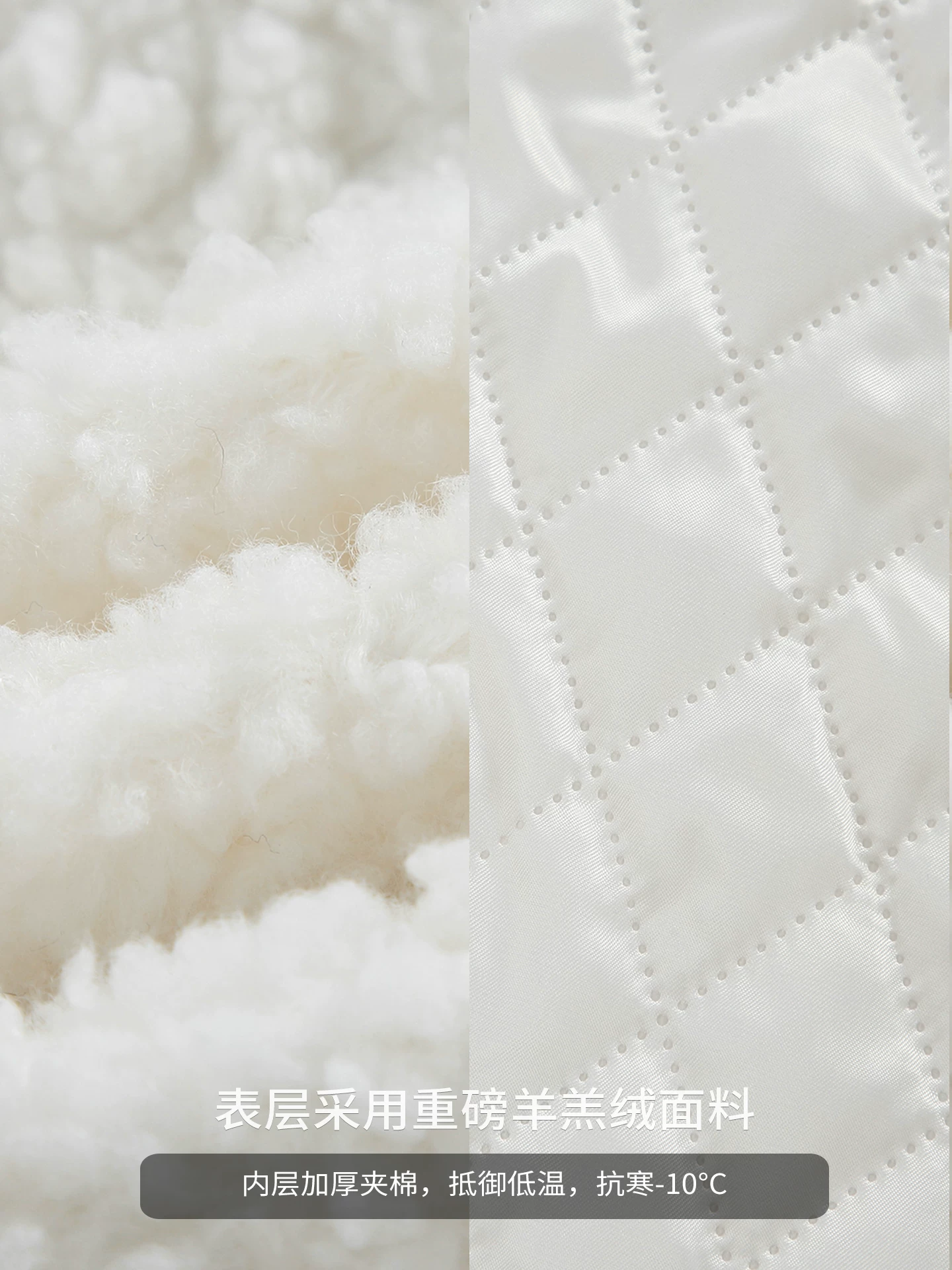 Áo khoác cotton cổ đứng kiểu Mỹ OMZM dành cho nam, áo khoác cotton dày dặn lót lông cừu mùa đông, áo khoác len cừu trắng.